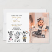 Invitation Wild One Animal Safari bébé 1er anniversaire Photo (Devant)