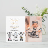 Invitation Wild One Animal Safari bébé 1er anniversaire Photo (Debout devant)
