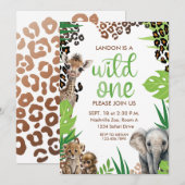 Invitation Wild One Animal Safari premier anniversaire (Devant / Derrière)