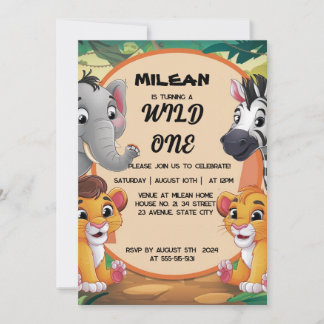 Invitation Wild One Animaux Garçon fête d'anniversaire