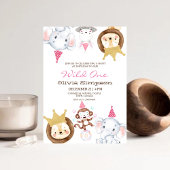 Invitation Wild One Animaux Thème Fille Premier anniversaire