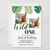 Invitation Wild One Anniversaire 1er anniversaire Jungle Safa (Devant)