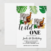 Invitation Wild One Anniversaire 1er anniversaire Jungle Safa (Devant / Derrière)