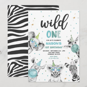 Invitation Wild One Anniversaire Gold Safari Jungle Animation