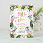 Invitation Wild One Anniversaire Gold Safari Jungle Animation (Debout devant)