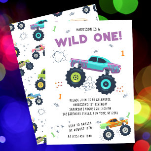 Invitation Wild One Anniversaire Moderne Enfants Monster Voit