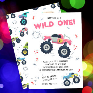 Invitation Wild One Anniversaire Moderne Enfants Monster Voit