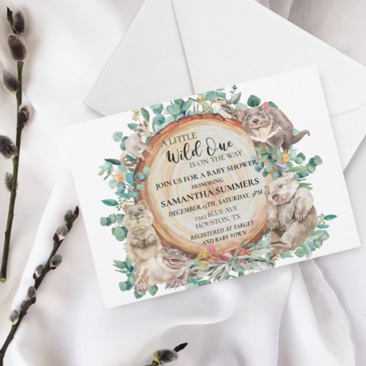 Invitation Wild One Australian Animal mite Baby shower