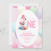 Invitation Wild One Baby Flamant rose 1er anniversaire (Devant)
