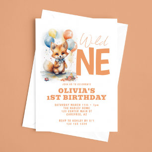 Invitation Wild One Baby Fox 1er anniversaire