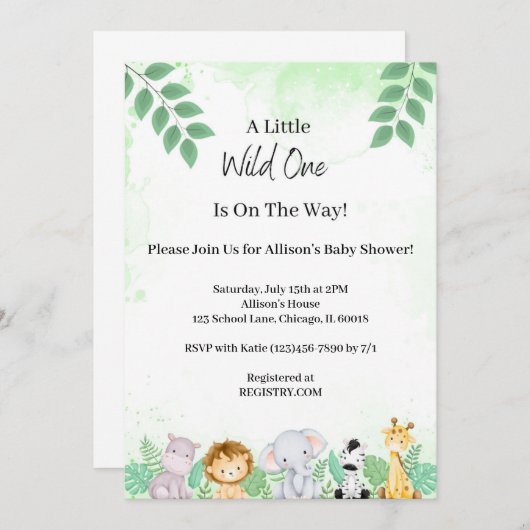 Invitation Wild One Baby shower (Devant / Derrière)