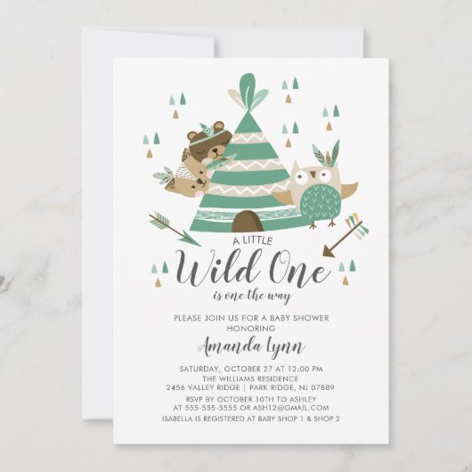 Invitation Wild One Baby shower (Devant)