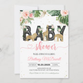 Invitation Wild One Baby shower Safari Girl (Devant)