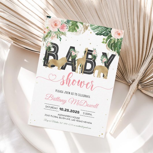 Invitation Wild One Baby shower Safari Girl