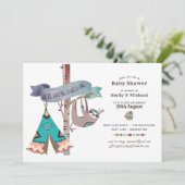 Invitation Wild One Baby shower Tribal Sloth TeePee (Debout devant)
