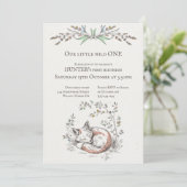 Invitation Wild ONE Baby tourne UN renard un anniversaire de (Debout devant)