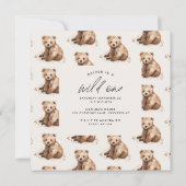 Invitation Wild One Bear Cub Baby Welcome 1st Birthday (Dos)