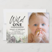 Invitation Wild One Bear Forest Mountain 1er Birthday Photo (Devant)