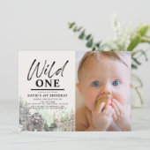 Invitation Wild One Bear Forest Mountain 1er Birthday Photo (Debout devant)