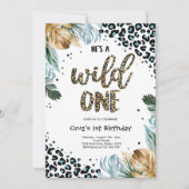Invitation Wild One Birthday Boy Empreinte de léopard Jungle  (Devant)