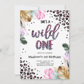 Invitation Wild One Birthday Empreinte de léopard Wild Jungle (Devant)