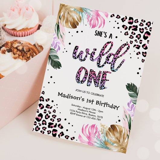 Invitation Wild One Birthday Empreinte de léopard Wild Jungle