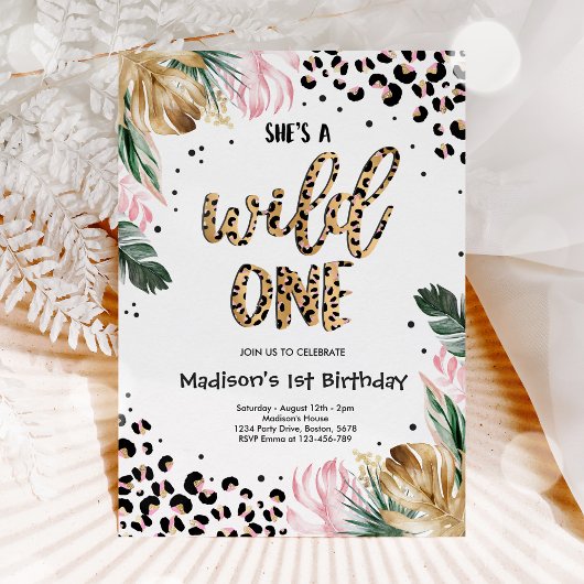 Invitation Wild One Birthday Empreinte de léopard Wild Jungle