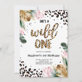 Invitation Wild One Birthday Empreinte de léopard Wild Jungle (Devant)