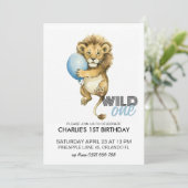 Invitation Wild One Birthday Invitation, Lion 1er Anniversair (Debout devant)