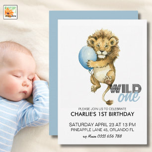 Invitation Wild One Birthday Invitation, Lion 1er Anniversair