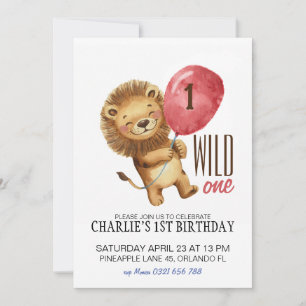 Invitation Wild One Birthday Invitation, Lion 1er Birthday