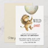 Invitation Wild One Birthday Invitation, Lion 1er Birthday (Devant / Derrière)