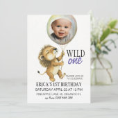 Invitation Wild One Birthday Invitation, Lion 1er Birthday (Debout devant)