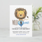 Invitation Wild One Birthday Invitation, Lion 1er Birthday (Debout devant)