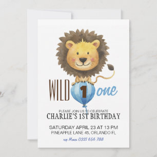 Invitation Wild One Birthday Invitation, Lion 1er Birthday