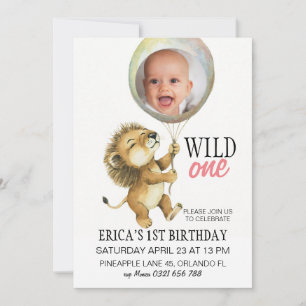 Invitation Wild One Birthday Invitation, Lion 1er Birthday