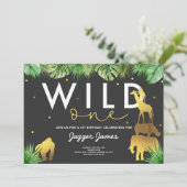 Invitation Wild One Birthday Jungle Animals Party (Debout devant)