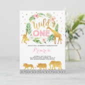 Invitation Wild One Birthday Jungle Animals Party (Debout devant)