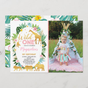 Invitation Wild One Birthday Jungle Animals Party