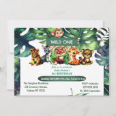Invitation Wild One Birthday Jungle Safari Tropical Canopy (Devant)