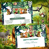 Invitation Wild One Birthday Jungle Safari Tropical Canopy