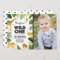 Invitation Wild One Birthday Safari Animals Party