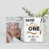 Invitation Wild One Black & Gold Boy 1er Birthday Photo (Debout devant)