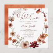 Invitation Wild One Boho Automne Fleur sauvage fête d'anniver (Devant / Derrière)