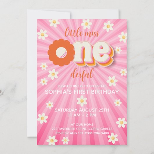 Invitation Wild One Boho Daisy Rainbow 1er Birthday Invitatia (Devant)