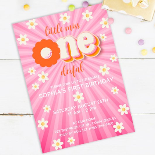 Invitation Wild One Boho Daisy Rainbow 1er Birthday Invitatia
