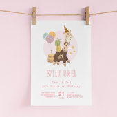 Invitation Wild One Boho Giraffe Girl 1er anniversaire