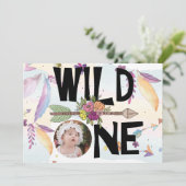 Invitation Wild One Boho Photo Girls First Birthday (Debout devant)