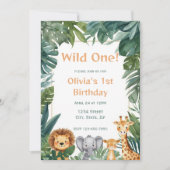Invitation Wild One Boho Safari Jungle Animals 1st Birthday (Devant)