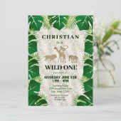 Invitation Wild One Boy 1er anniversaire Safari Jungle Invita (Debout devant)